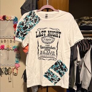 Gildan White Tee with Blue and Black Accents